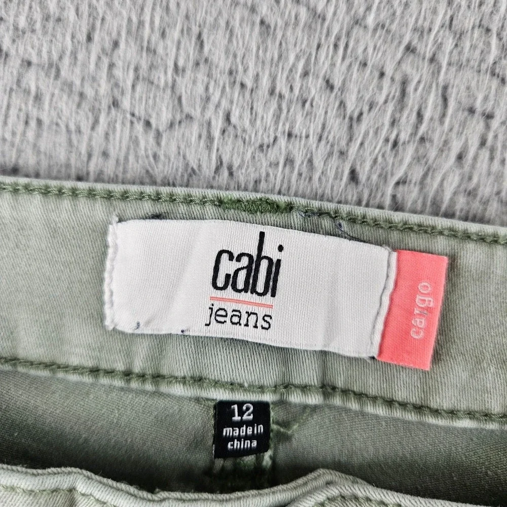 Cabi Cargo Jeans Womens 12 Green Stretch Denim Mid Rise Slim‎ Fit